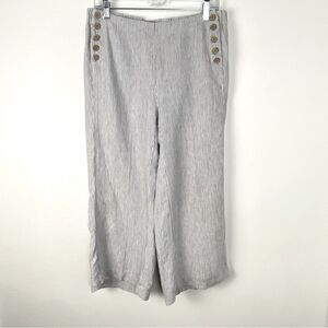 J Jill Love Linen Women’s Ankle Pants Blue & White Striped Lightweight Size S‎